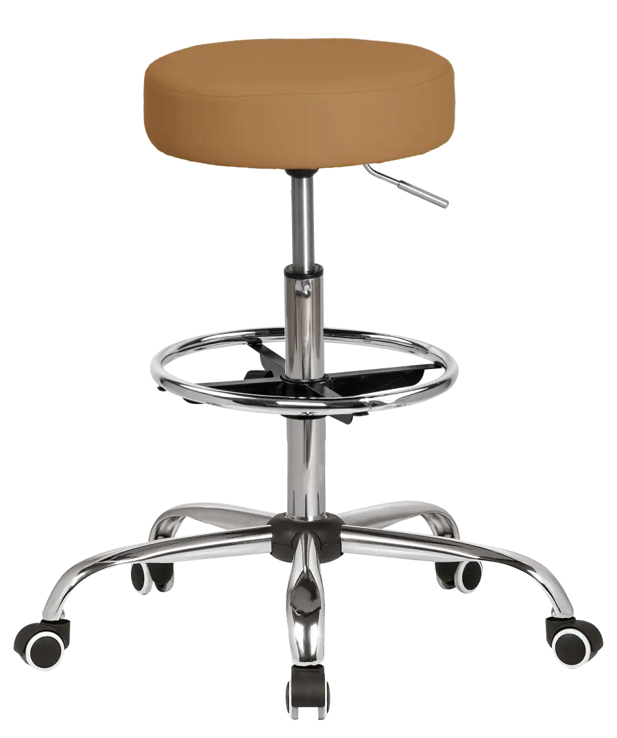 LZ 21SP EXT židle lékařská, HR sedák, kříž chrom, kruh pro nohy, ekokůže cappuccino